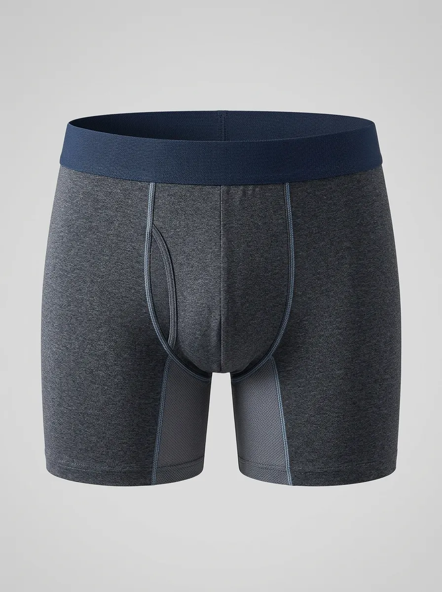 Men's Navy Contrast Panel Boxer Briefs