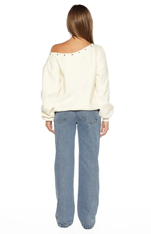 Mid-Wash Eyelet Cargo Wide-Leg Jeans