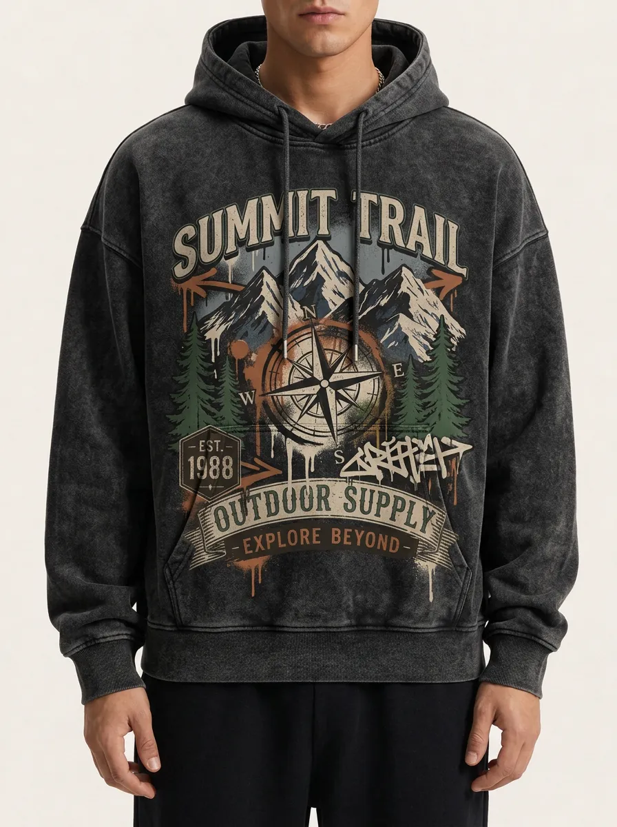 Men's Mineral Wash Graphic Hoodie