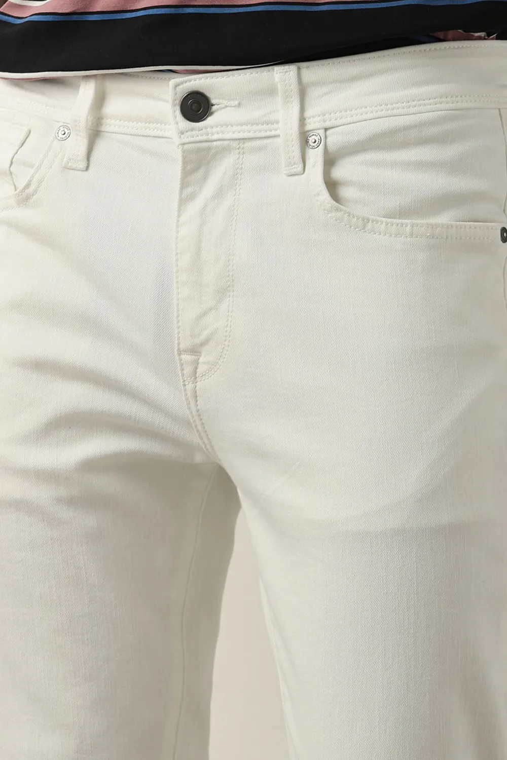 White Mid Rise Casual Slim Fit Jeans