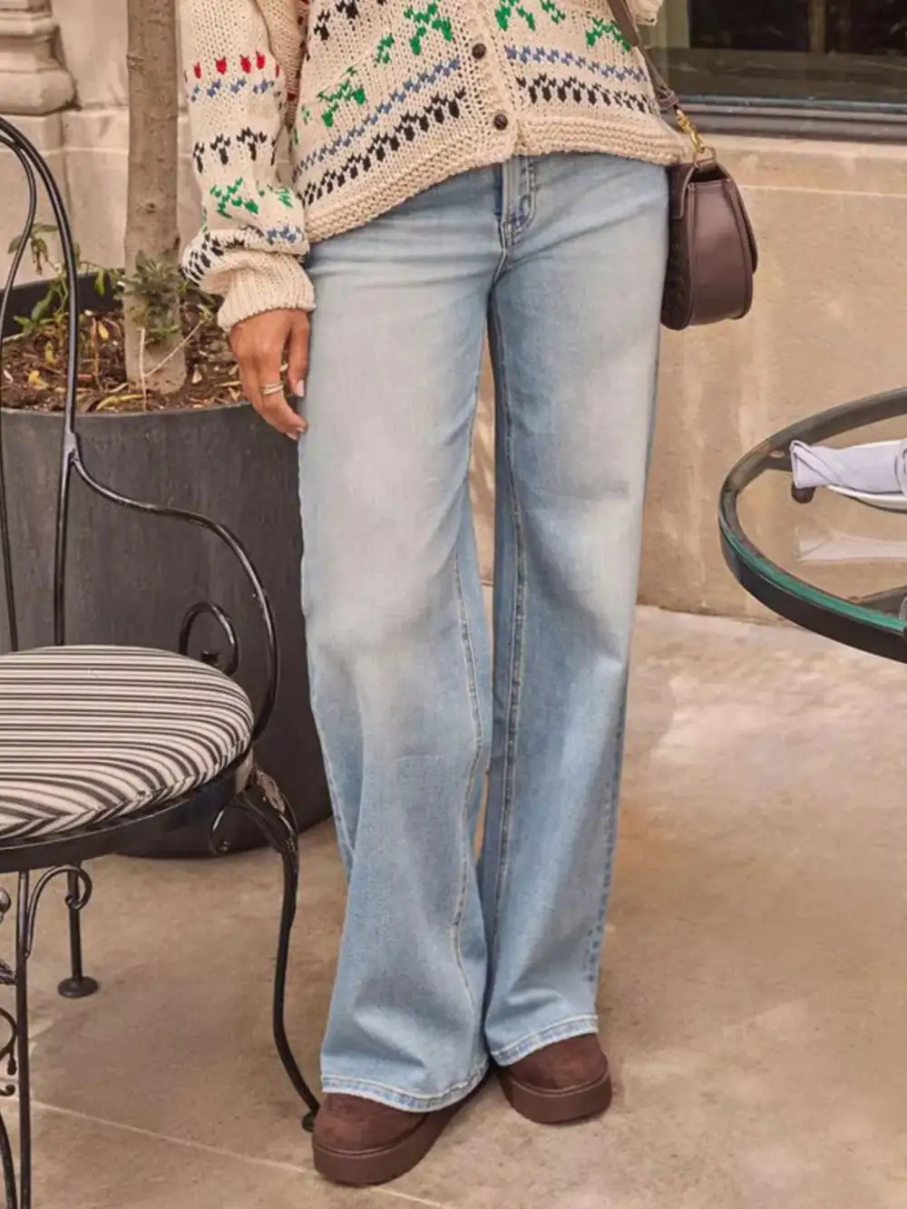 Washed Wide Leg Jeans Denim Pants For Women