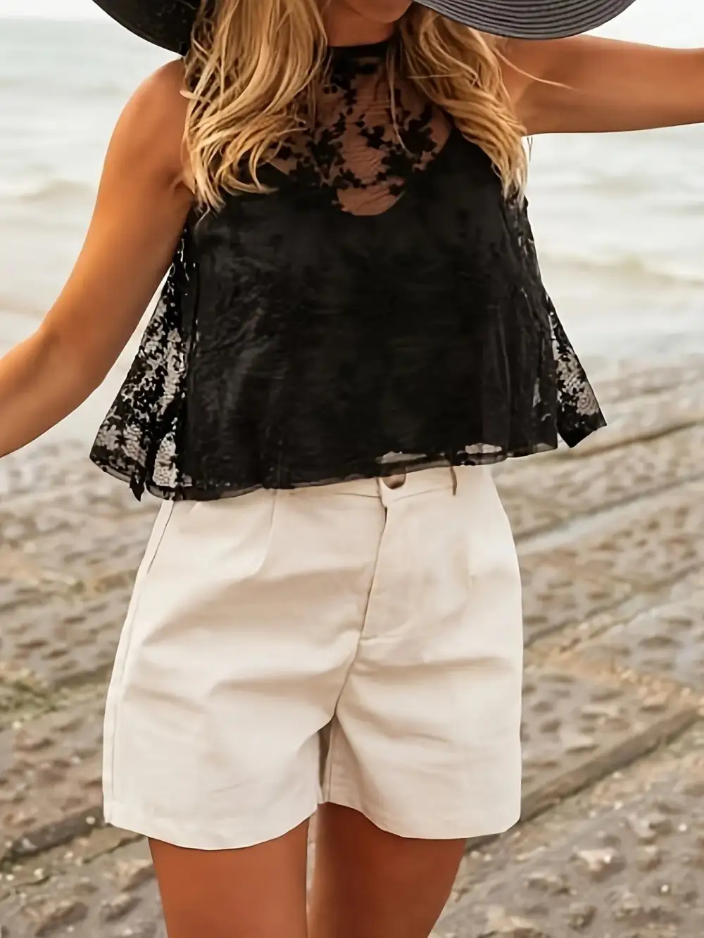 Tie-Back Lace Tank Top
