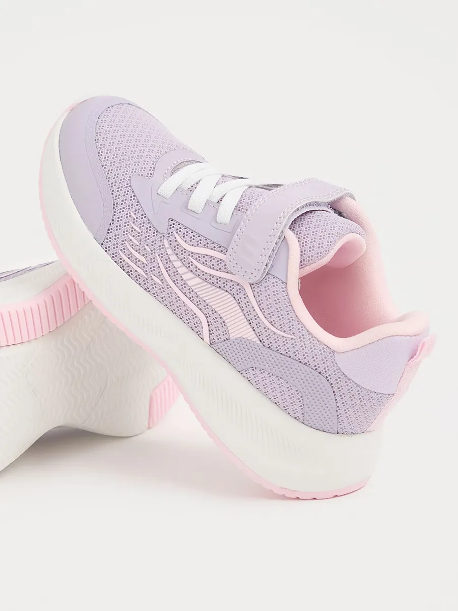 Lilac and Pink Mesh Single Strap Trainers