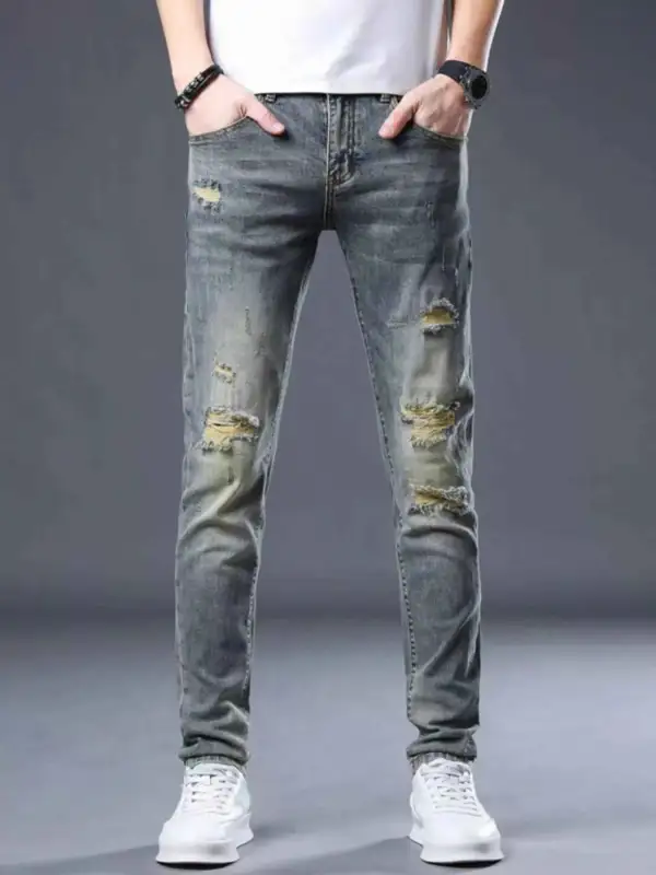 Relaxed Distressed Slim Fit Jeans