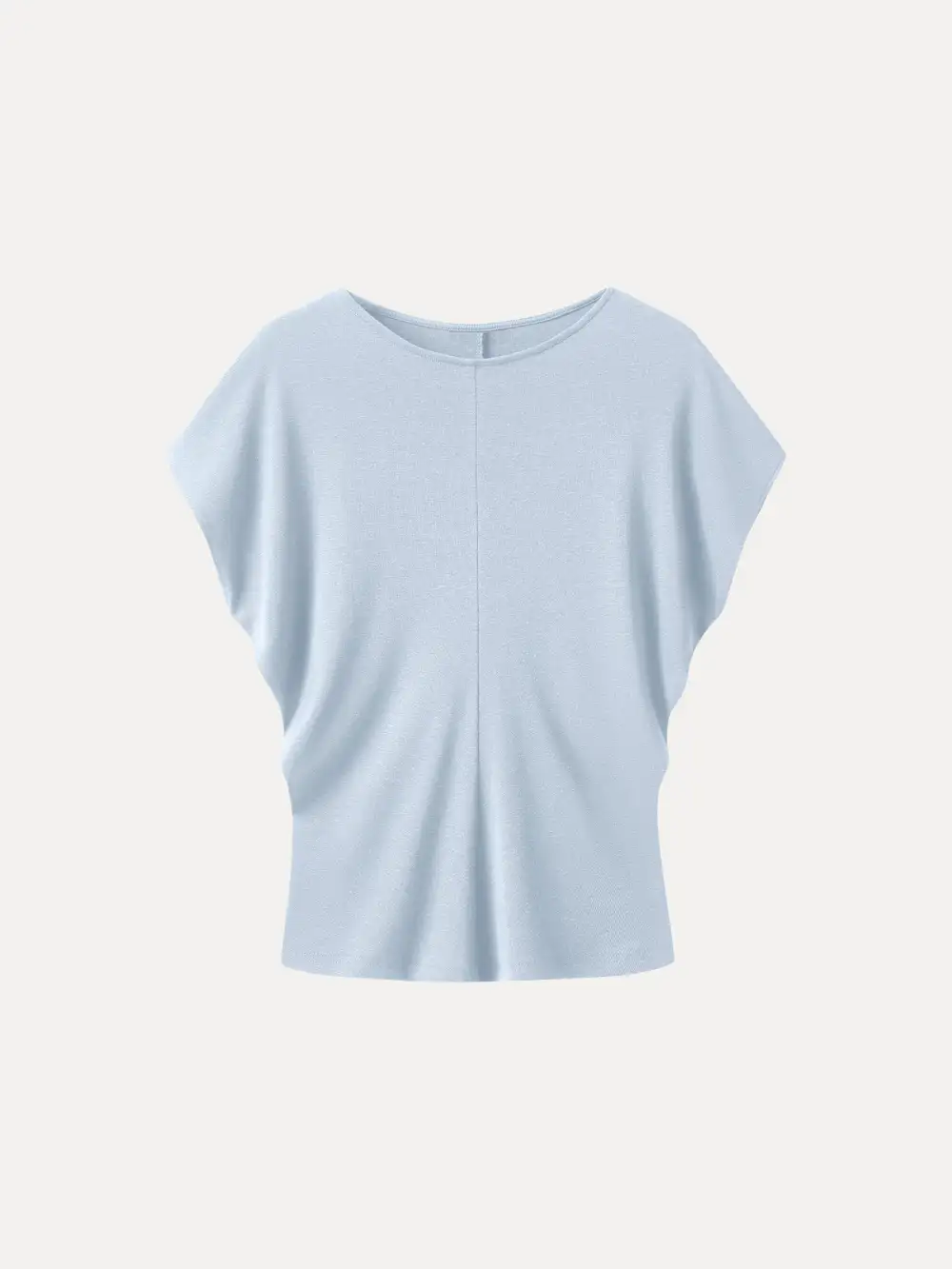 Linen-Blend Round Neck Relaxed Summer Top