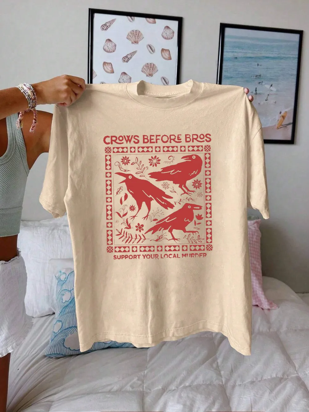 Crows Before Bros Fashion Crew Neck Short Sleeve T-Shirt