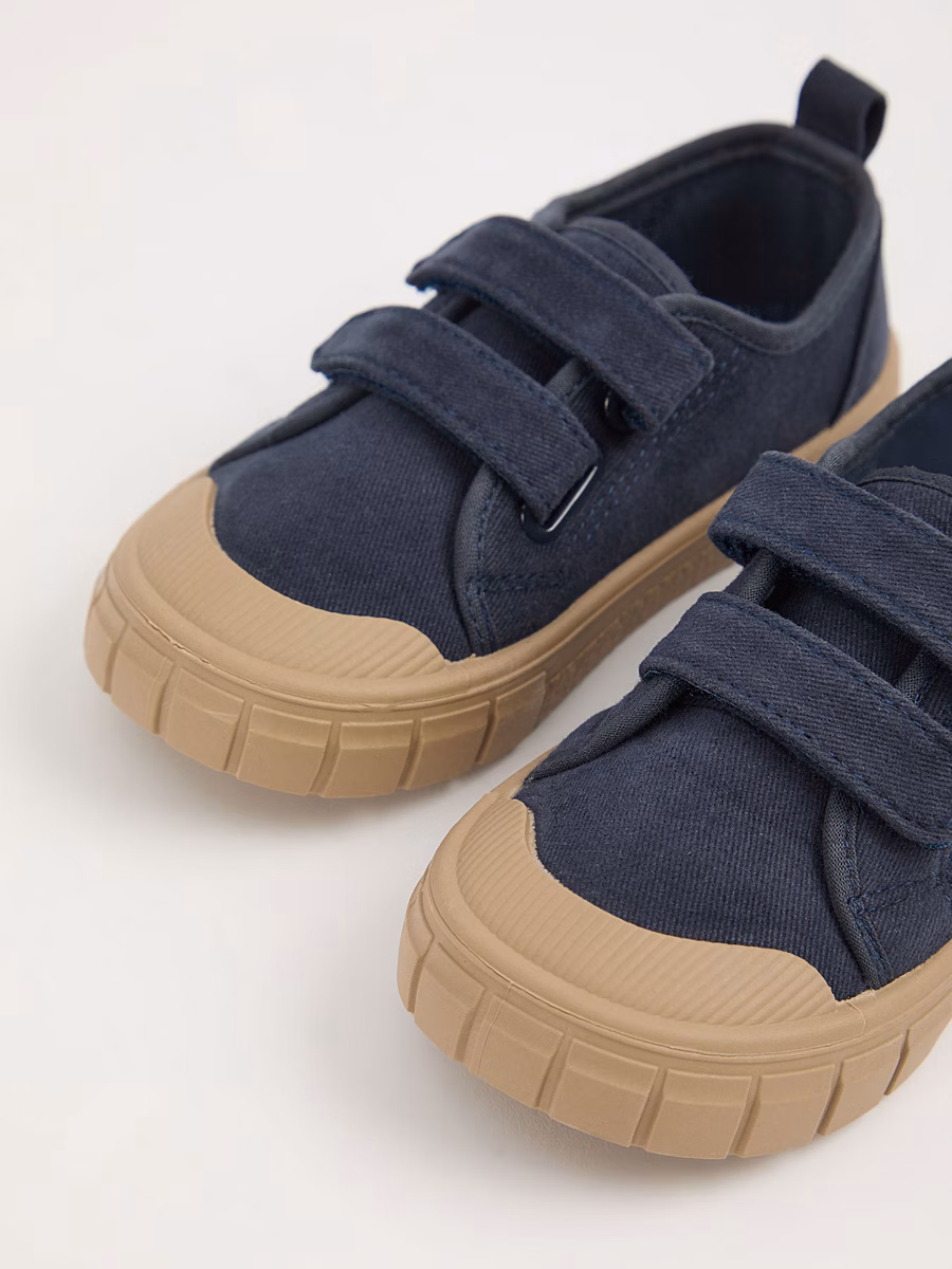 Navy Canvas Double Strap Trainers detail 1