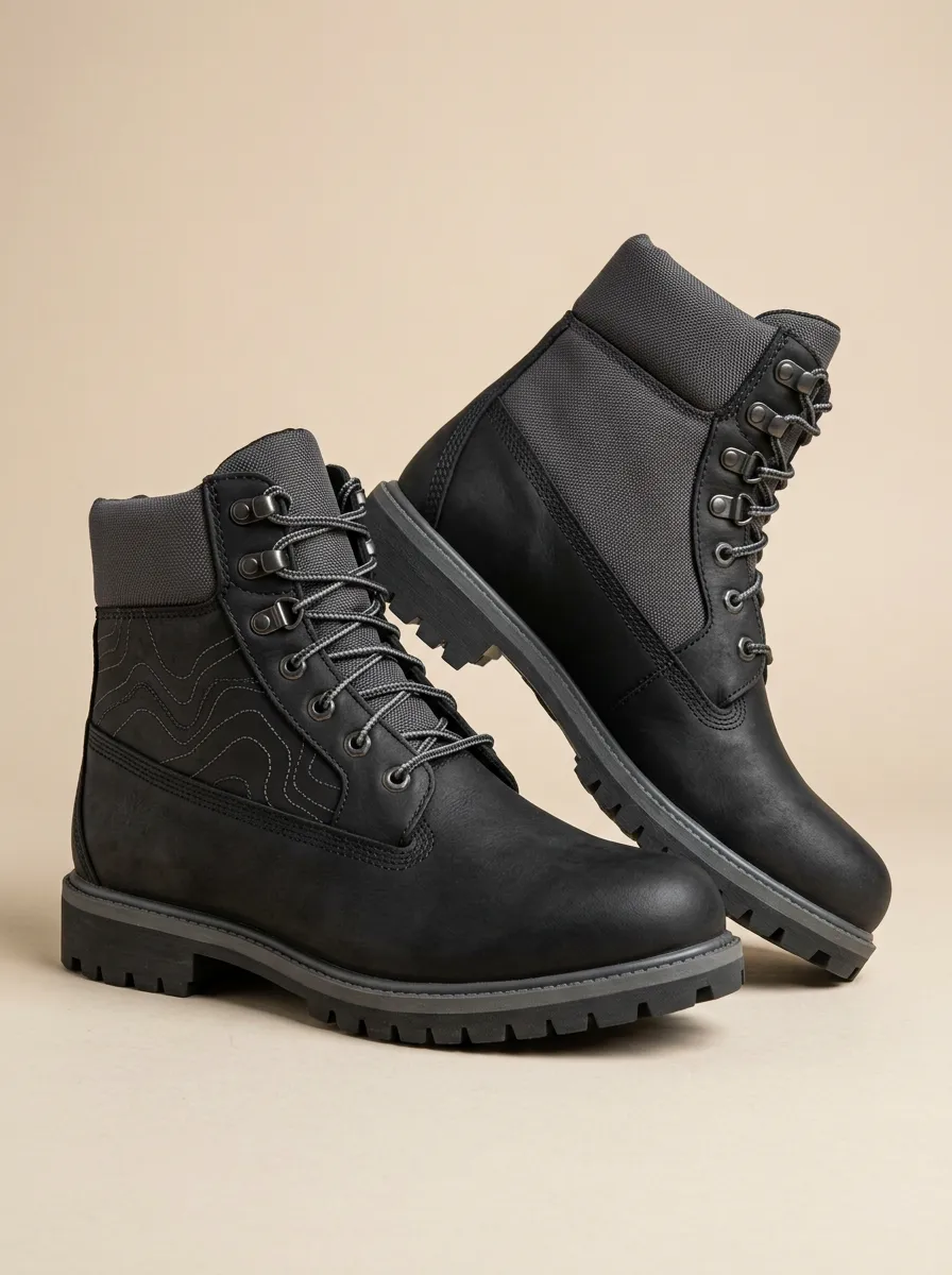 Unisex Outdoor Adventure Wavy Pattern Print Work Boots