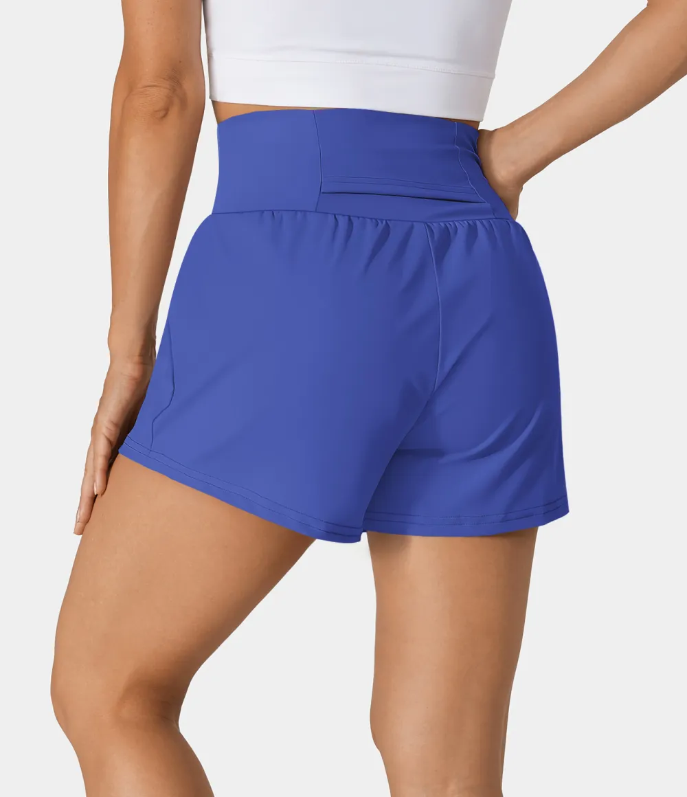 2026🔥  Super High Waisted Back Pocket & Side Hidden Pocket 2-in-1 Yoga Shorts 2.5