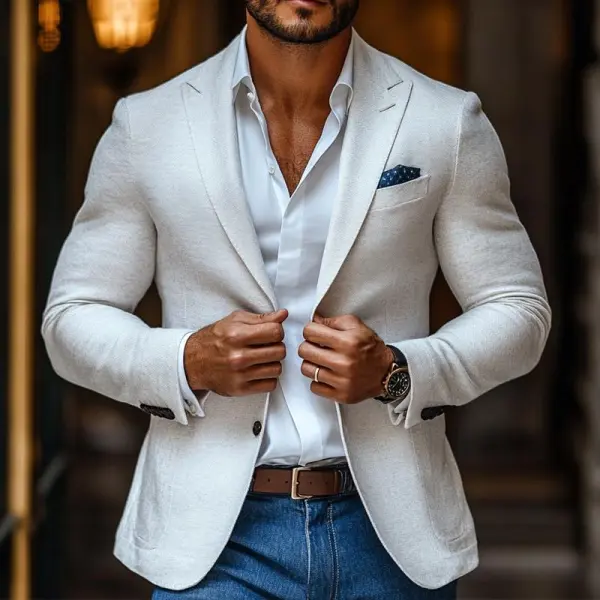 Buttoned Relaxed Woven Blazer