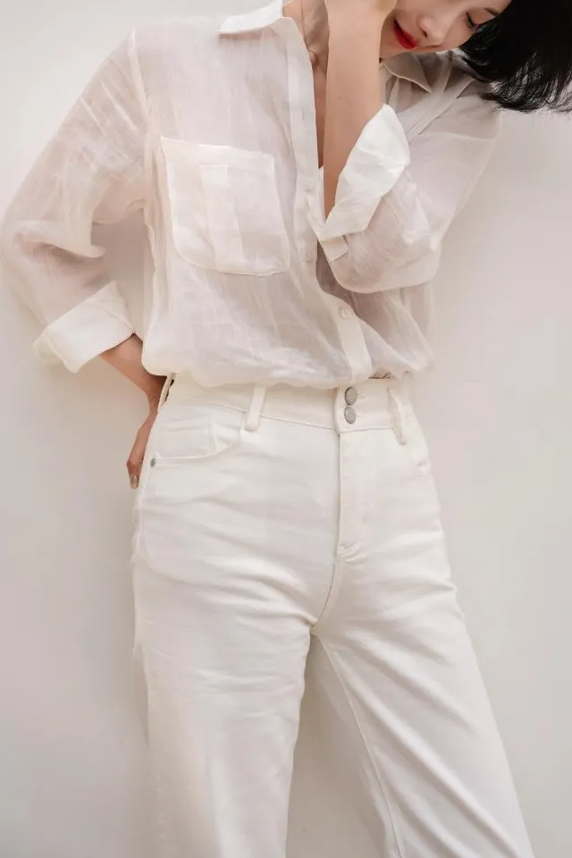 Textured Market Straight Denim Jeans