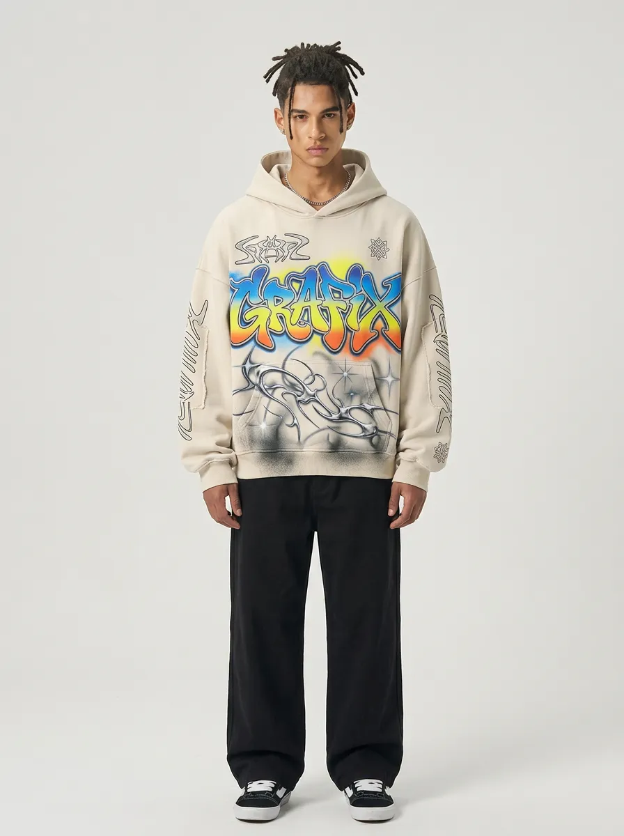Unisex Streetwear Grafix Graffiti Y2K Star Graphic Hoodie