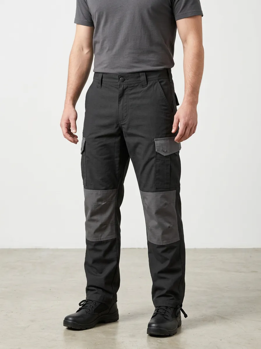 Unisex Multi-Pocket Contrast Knee Tactical Work Pants