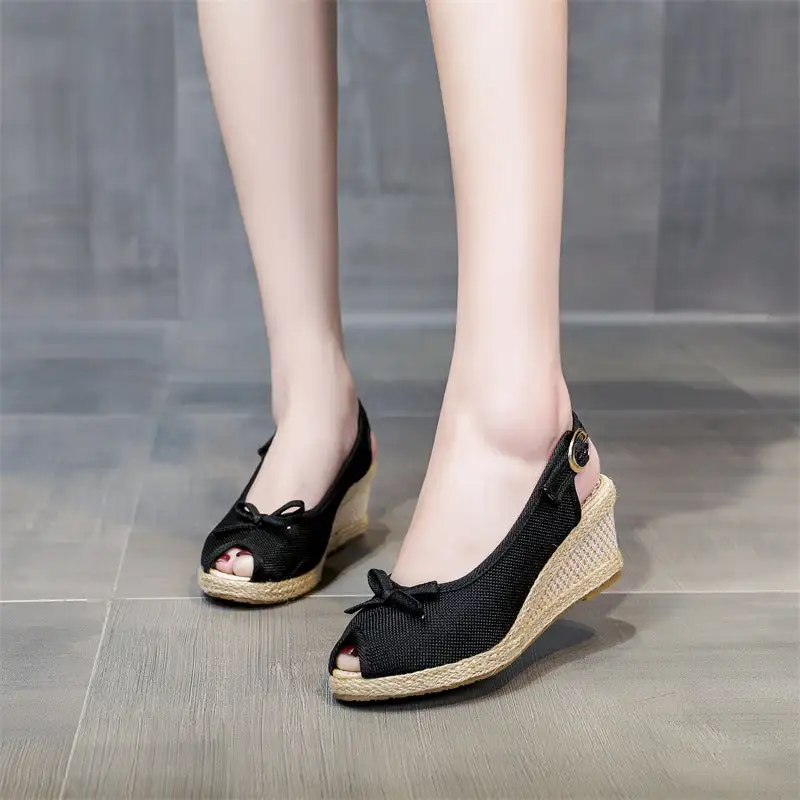 Buckle Strap Wedge Slide Sandals