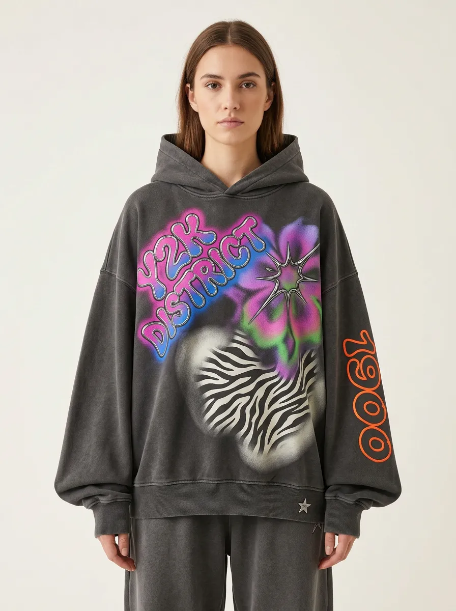 Unisex Streetwear Zebra Floral Airbrush Hoodie