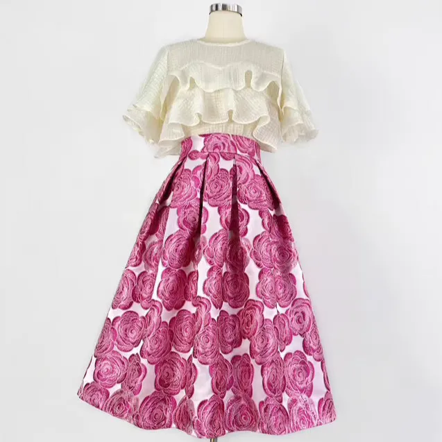 Soft Light Everyday Casual Embroidered Skirt