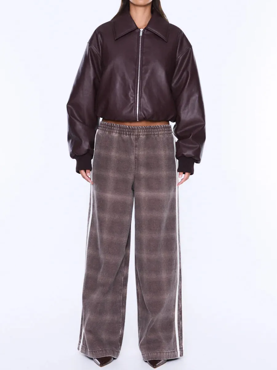 Check Wide Leg Pants