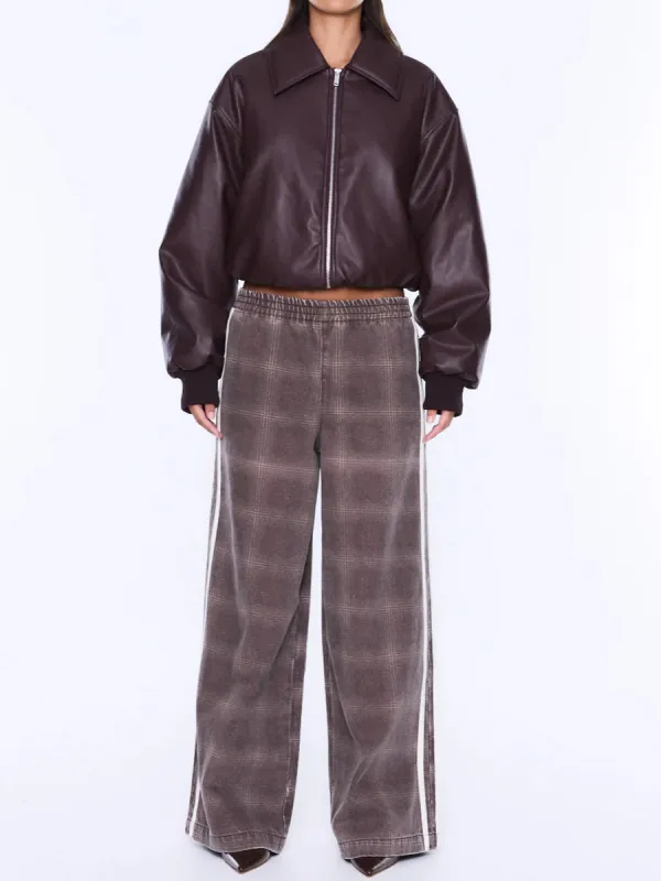 Check Wide Leg Pants