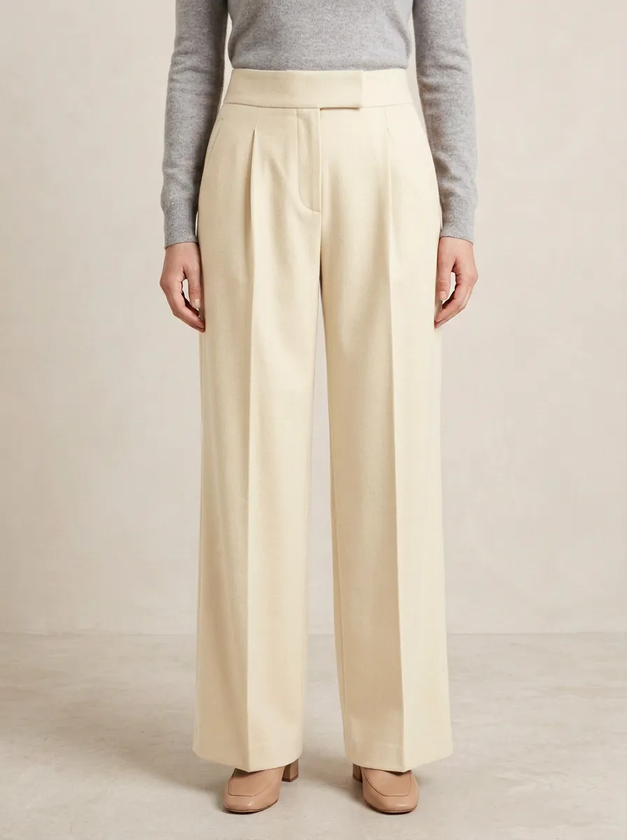 Classic Detail Pleated Wide-Leg Trousers