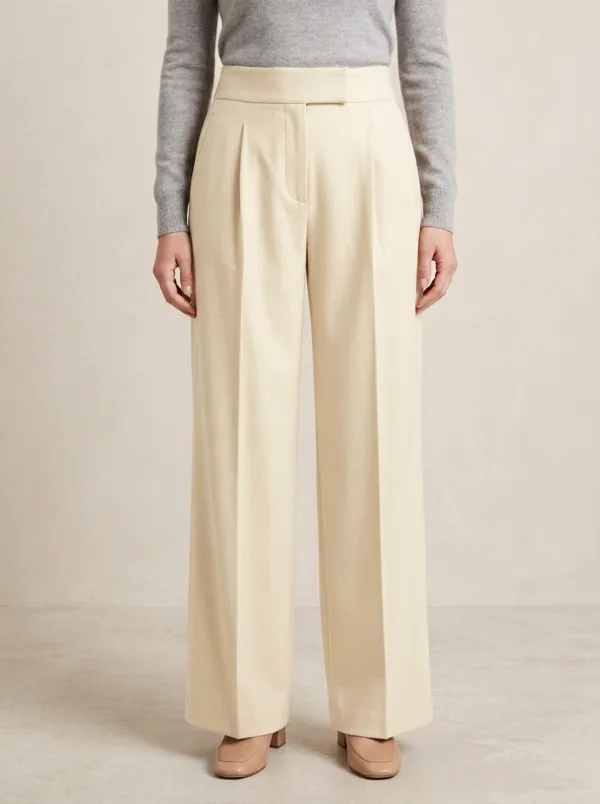 Classic Detail Pleated Wide-Leg Trousers