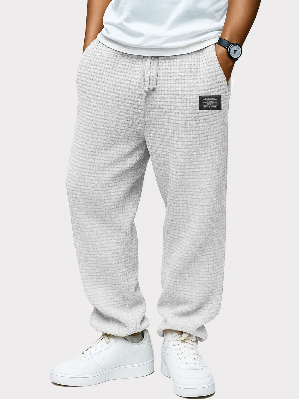 Clean Cut Textured Knit Drawstring Trousers