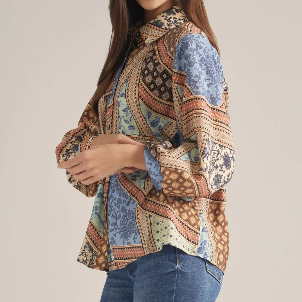 Patchwork Print Blouse