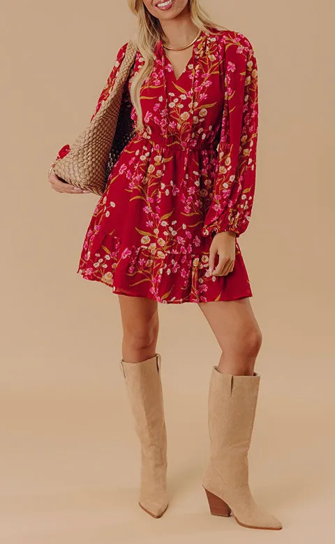 Floral Mini Dress with Ruffle Detail