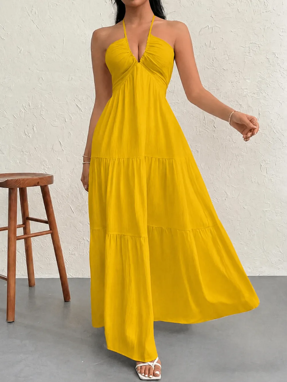 Women's Plain Dress, Summer Clothes Women, Casual Sleeveless Backless Dress for Beach Holiday Vacation, Ladies Summer Clothes