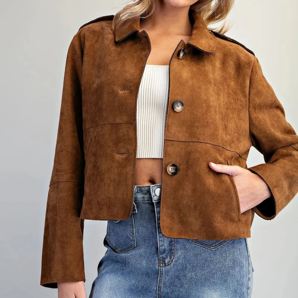 Suede Button Front Jacket