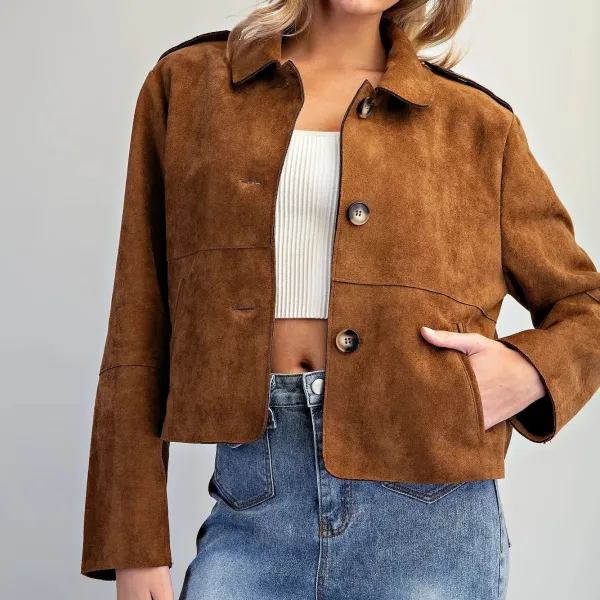 Suede Button Front Jacket