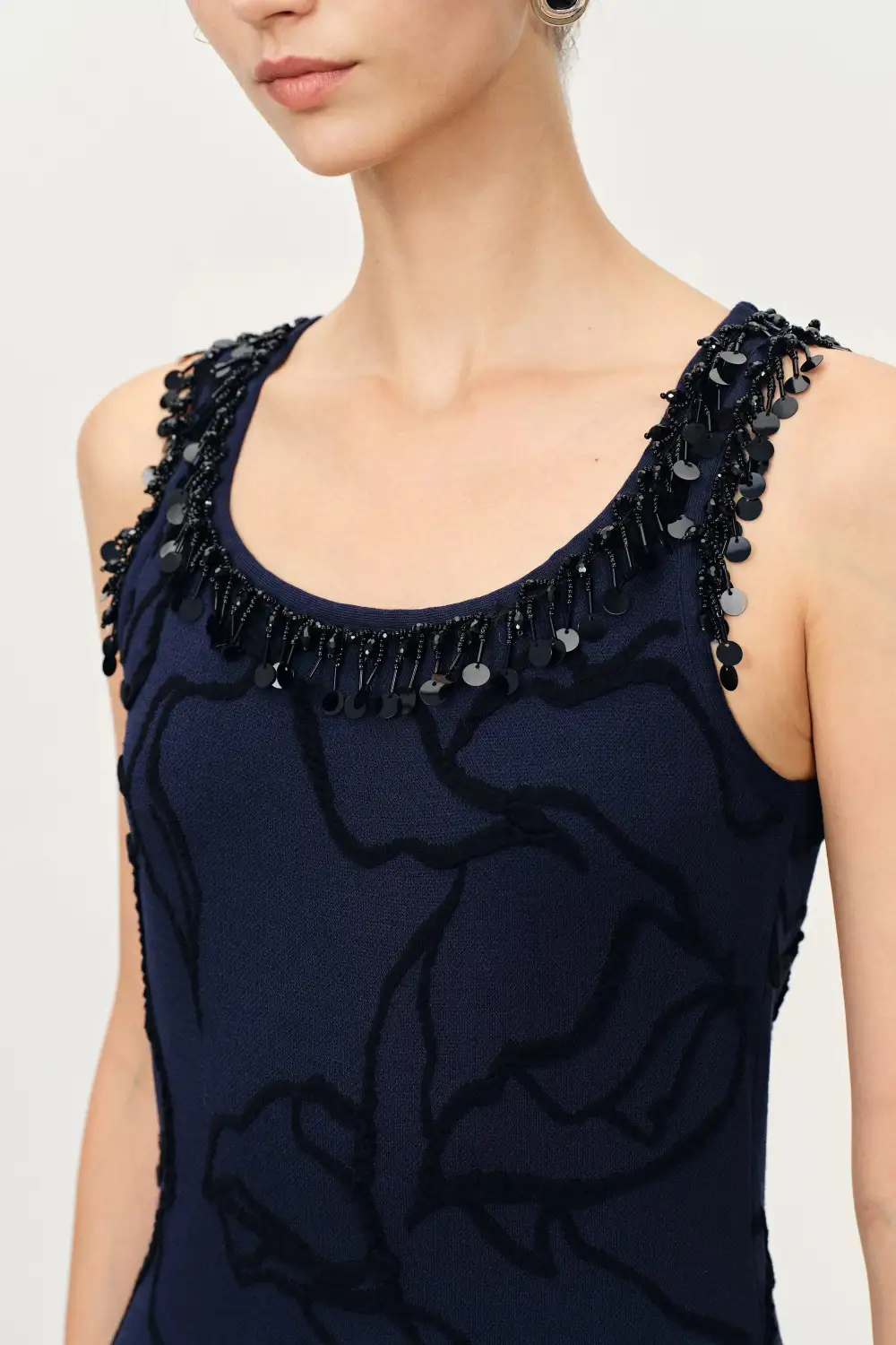 Sleeveless Fringed Cotton Midi Dress