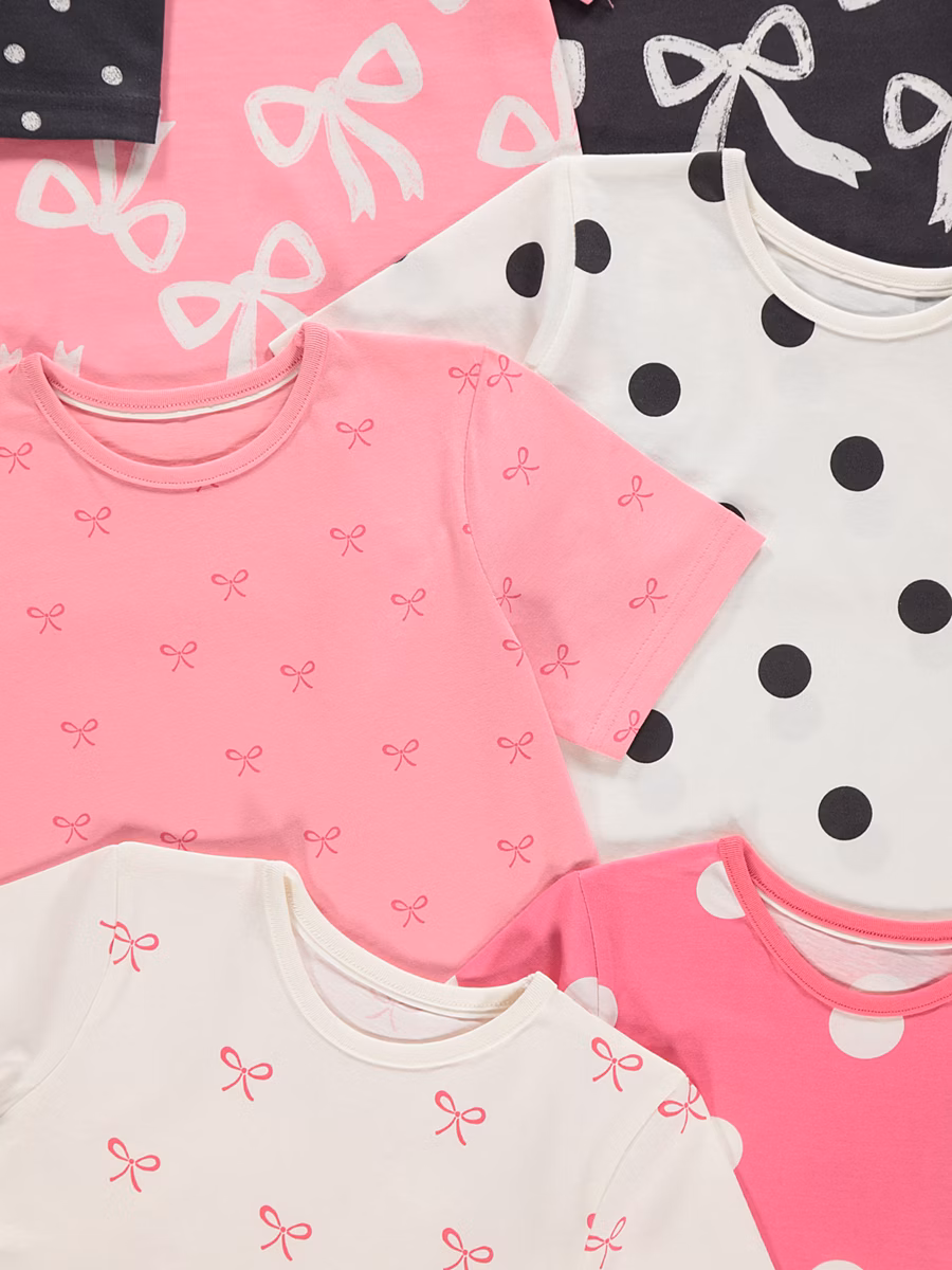 Bow and Spots Short Pyjamas 7 Pack detail 1