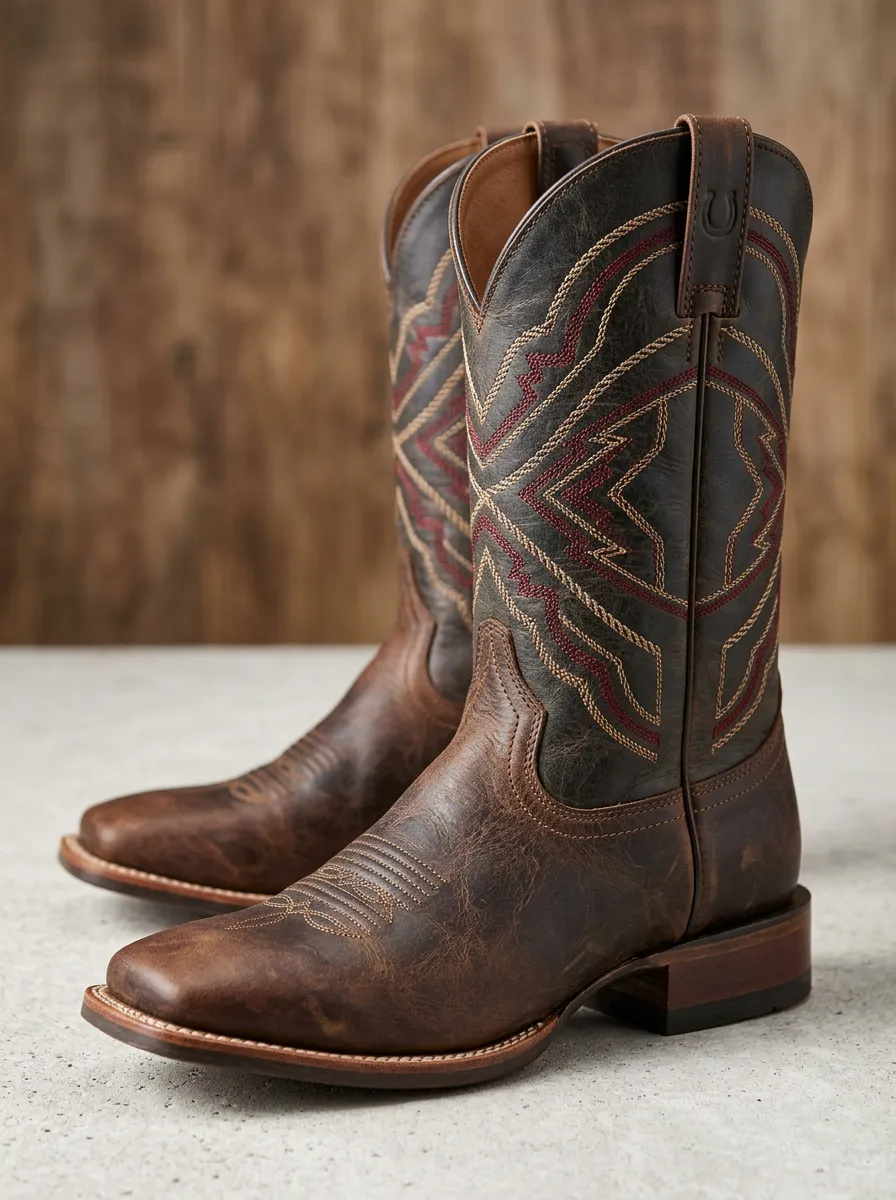 Country Embroidered Distressed Classic-Look Western Boots