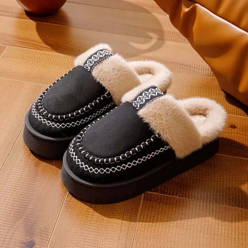Plush Comfort Platform Slip On Slippers