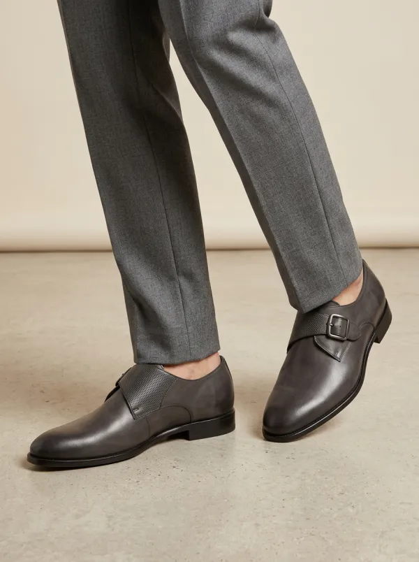 Men's Business Formal Perforated Leather Monk Strap Shoes