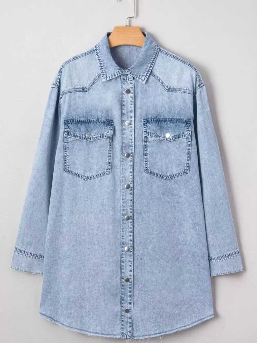 Relaxed Shape Denim Pocketed Shirt Dress
