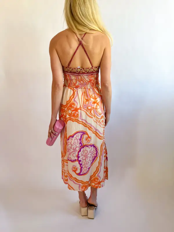 Halter Midi Detail Dress Trim