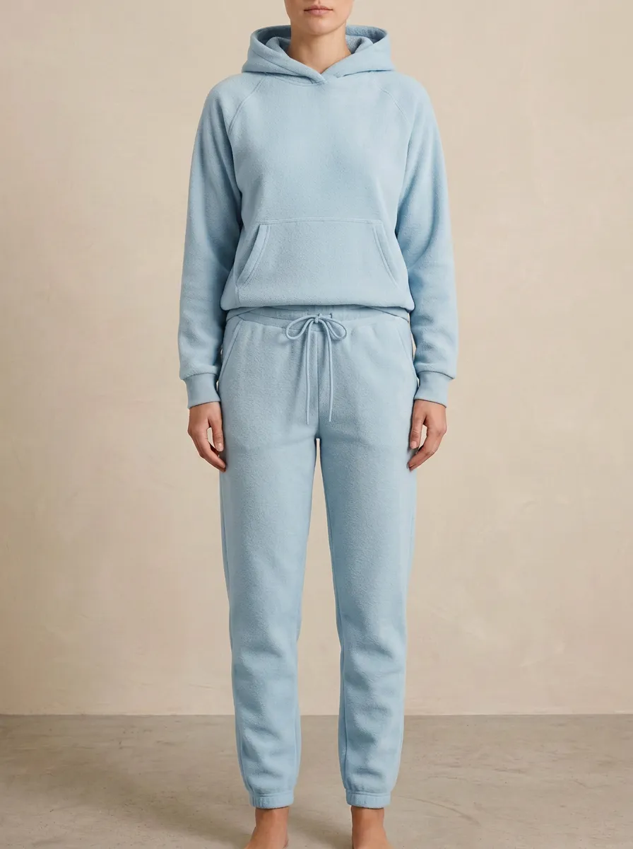 Women's Raglan-Sleeve Hoodie And Ribbed-Cuff Jogger Fleece Lounge Set