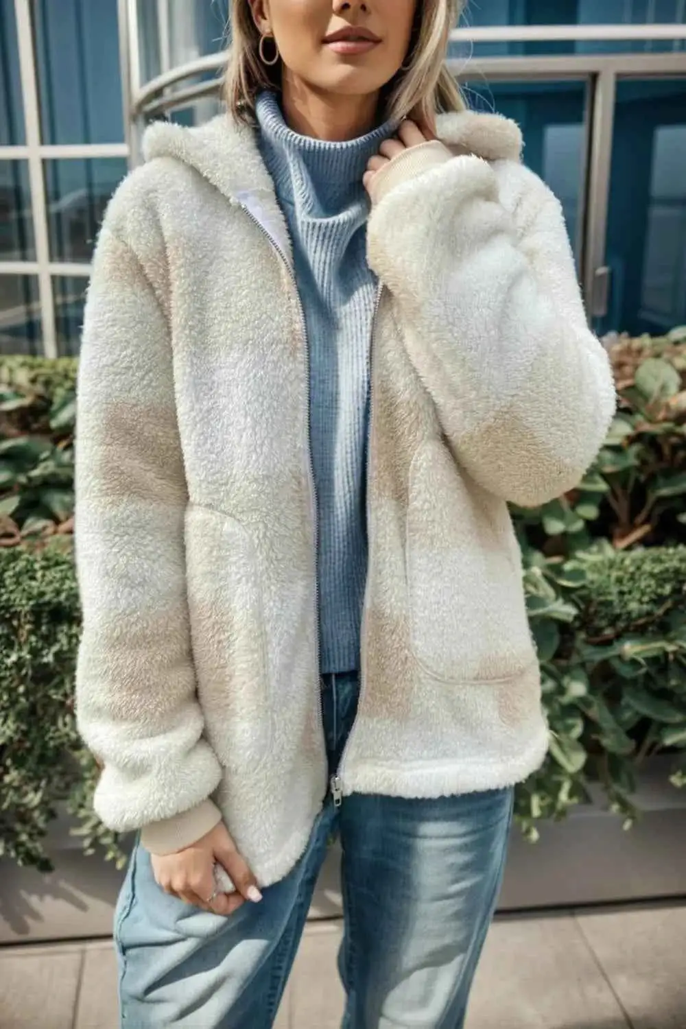 Plaid Long Sleeve Hooded Coat