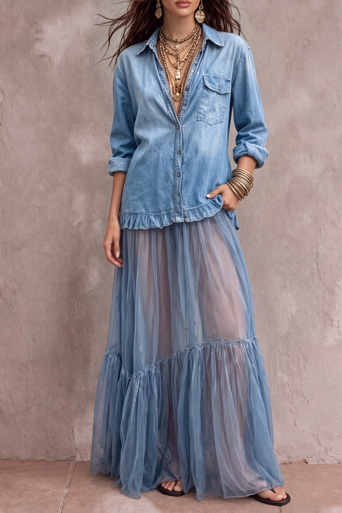 Button Front Maxi Dress