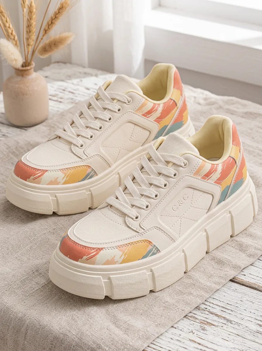 Women's Relaxed Abstract Brushstroke Skate Shoes