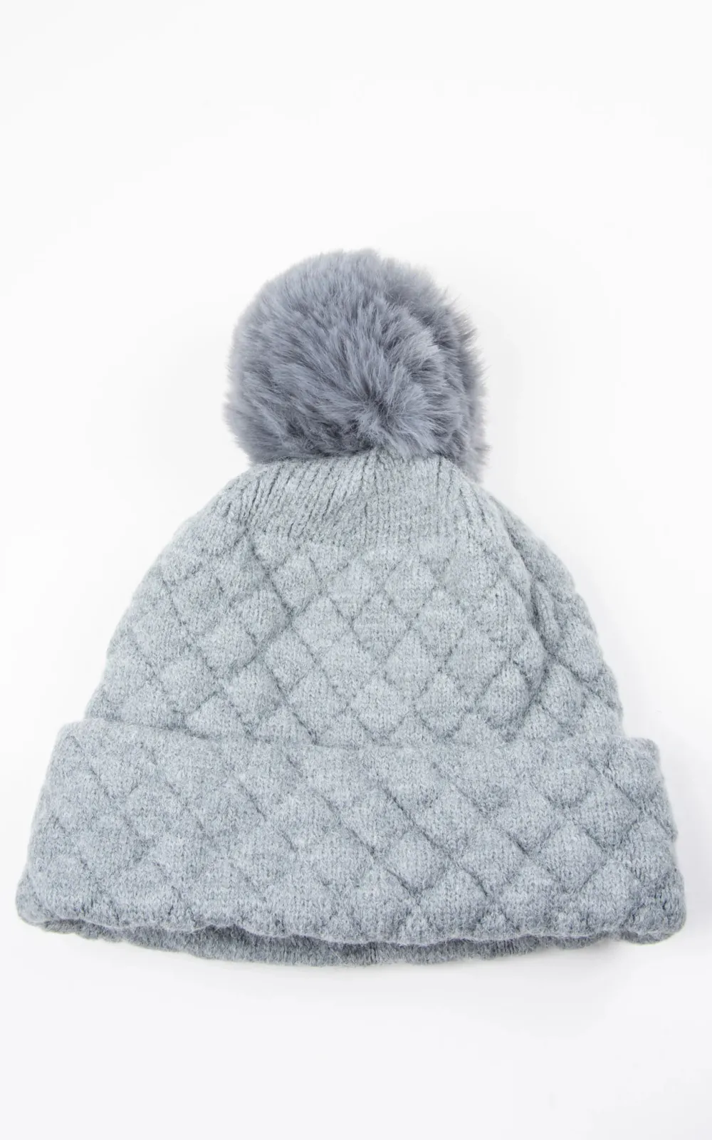 Fashionable Diamond Pattern Creative Fur Ball Hat