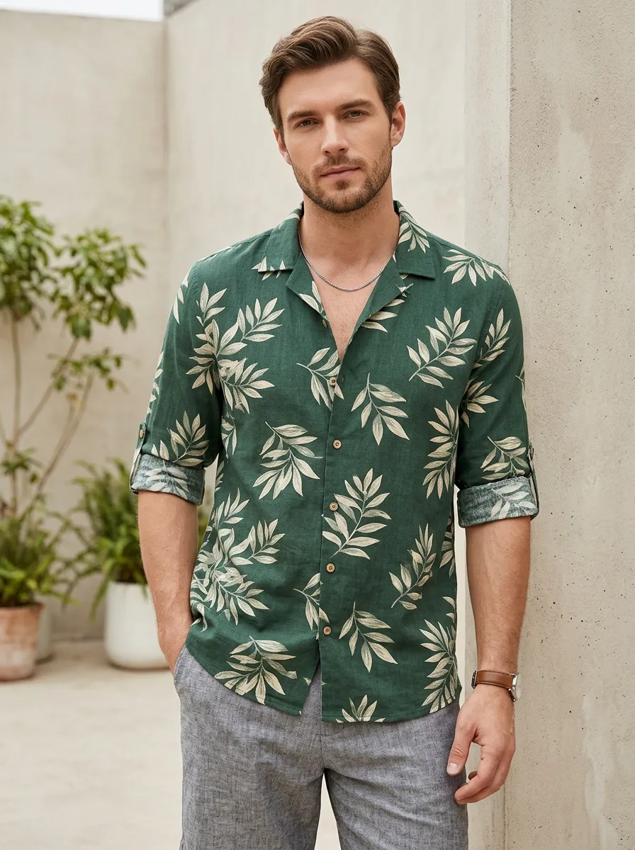 Men's Botanical Relaxed Printed Shirt