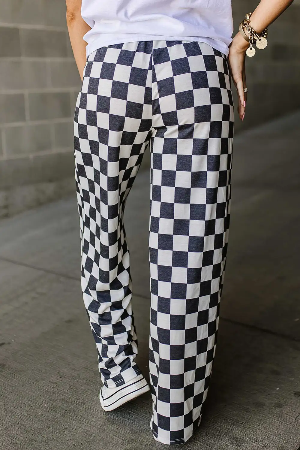Print High Rise Wide Leg Pants
