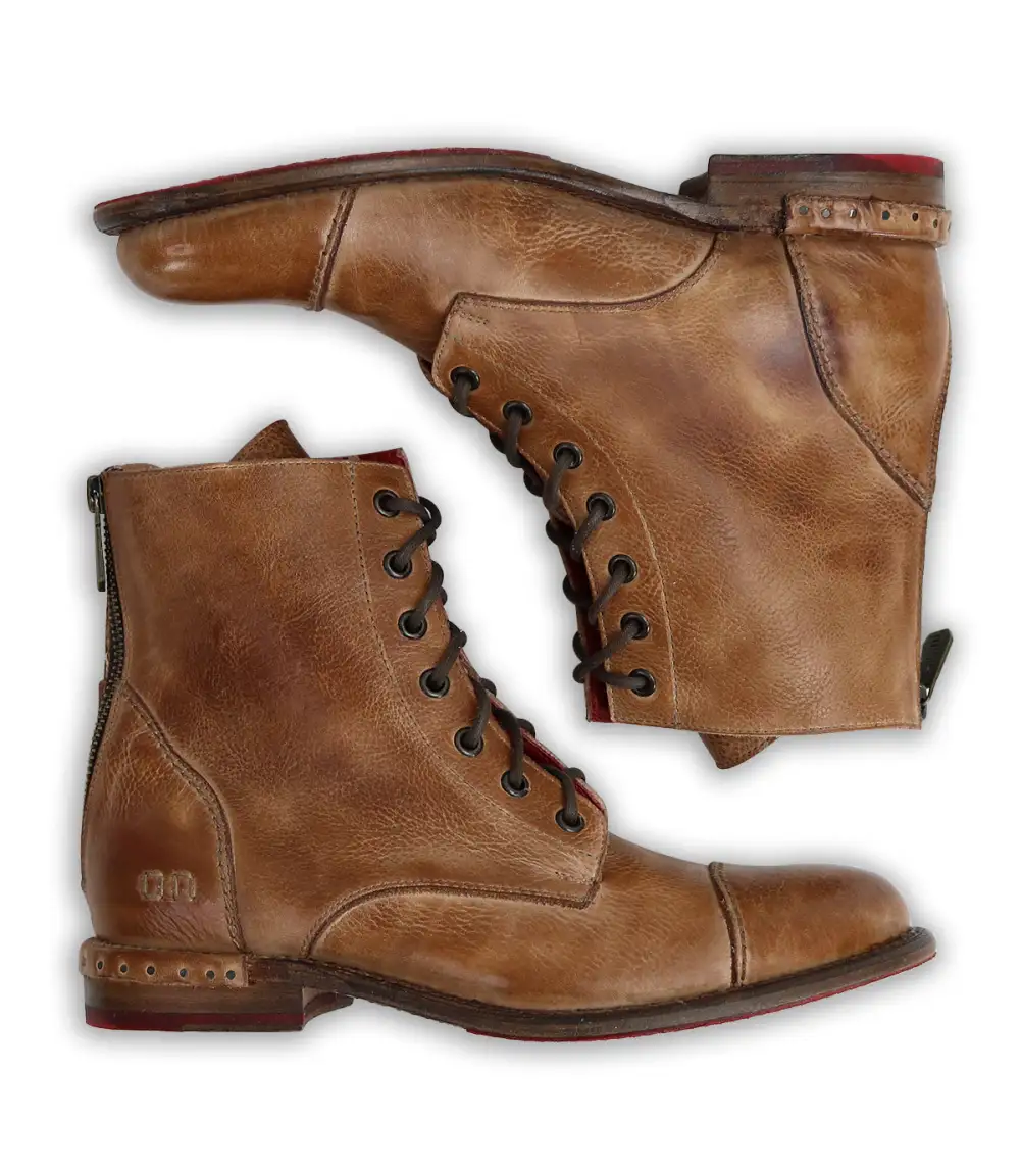 Cap-Toe Contrast-Stitched Heritage Combat Boots