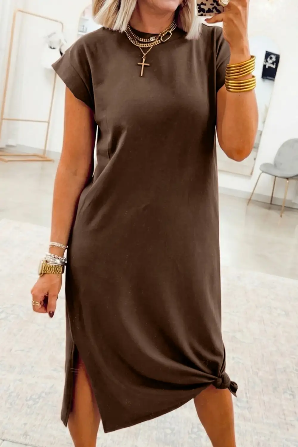 Slit Shirt Dress