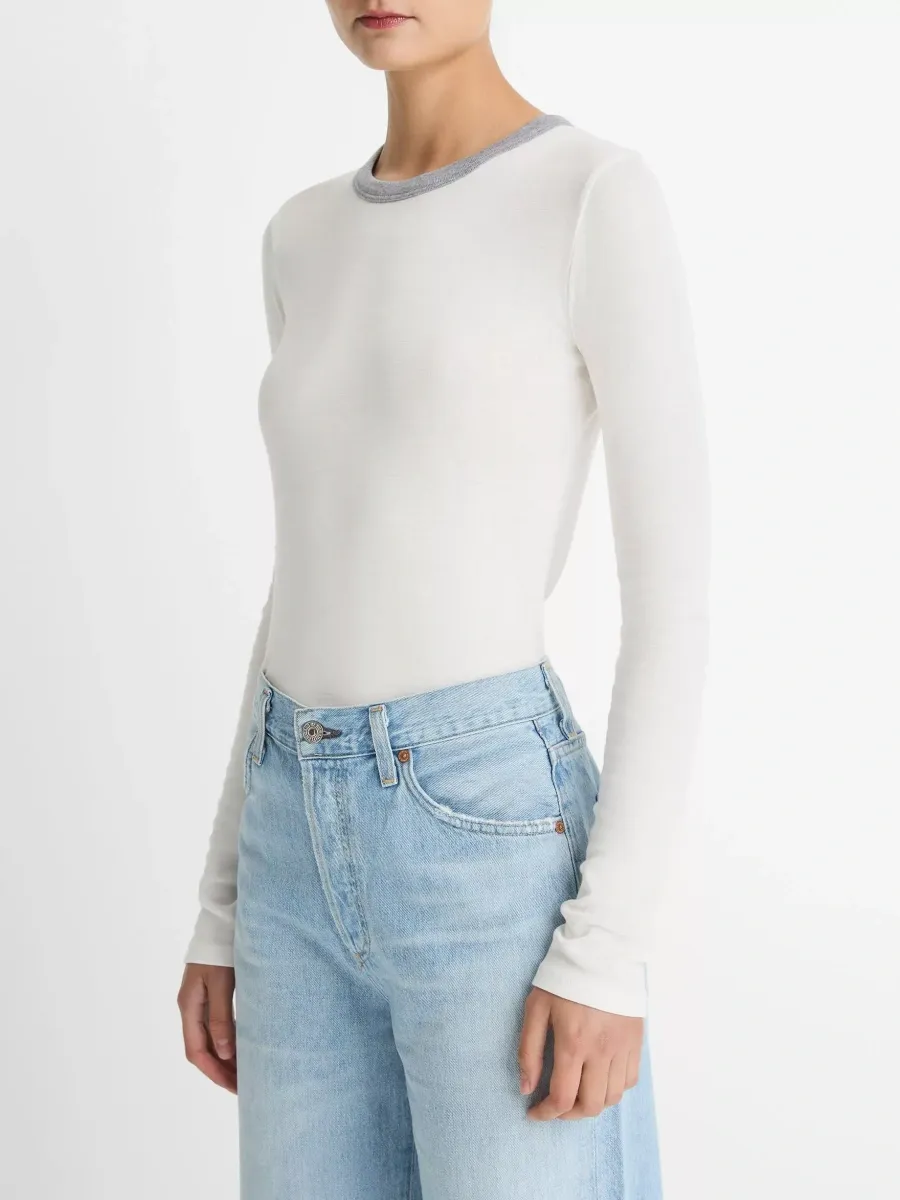 Contrast Neck Long Sleeve Tee