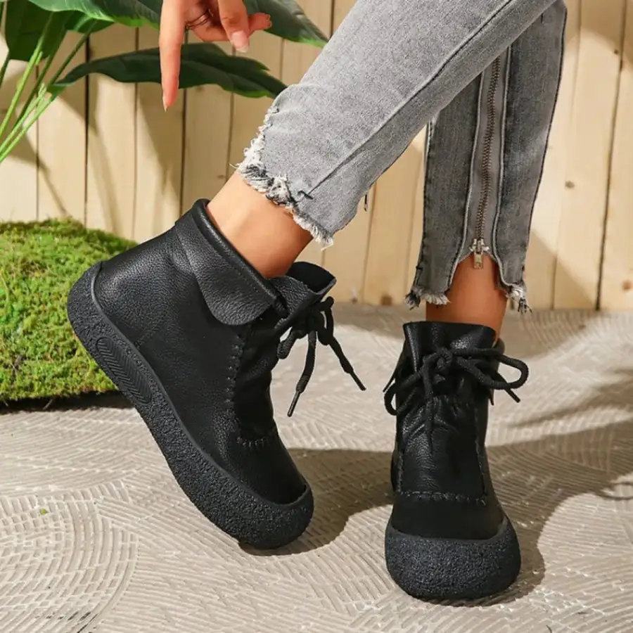 Classic Lace Up Platform Ankle Boots