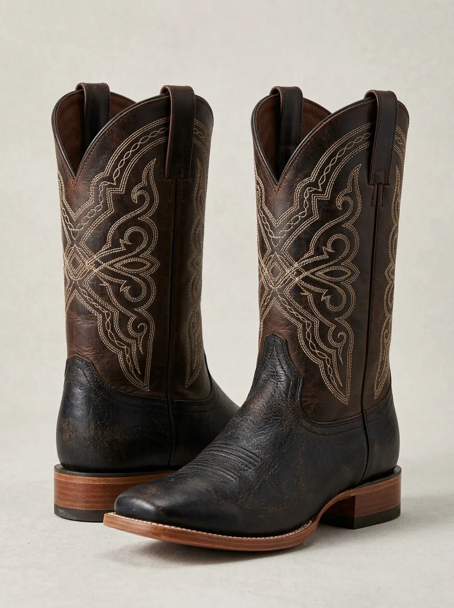 Heritage Embroidered Leather-Look Collection Men's Western Cowboy Boots