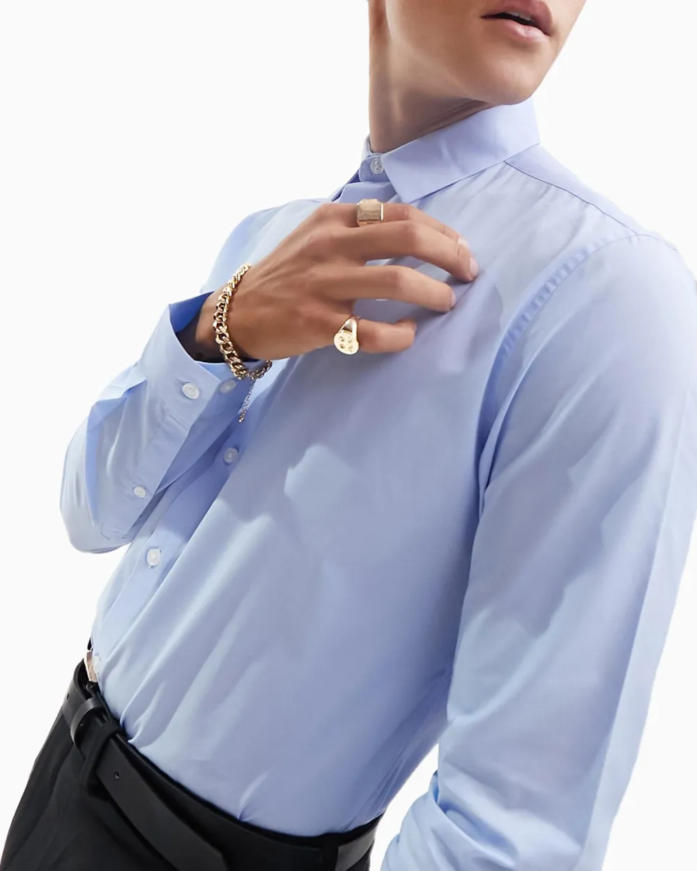 Stretch Slim Fit Work Shirt In Blue